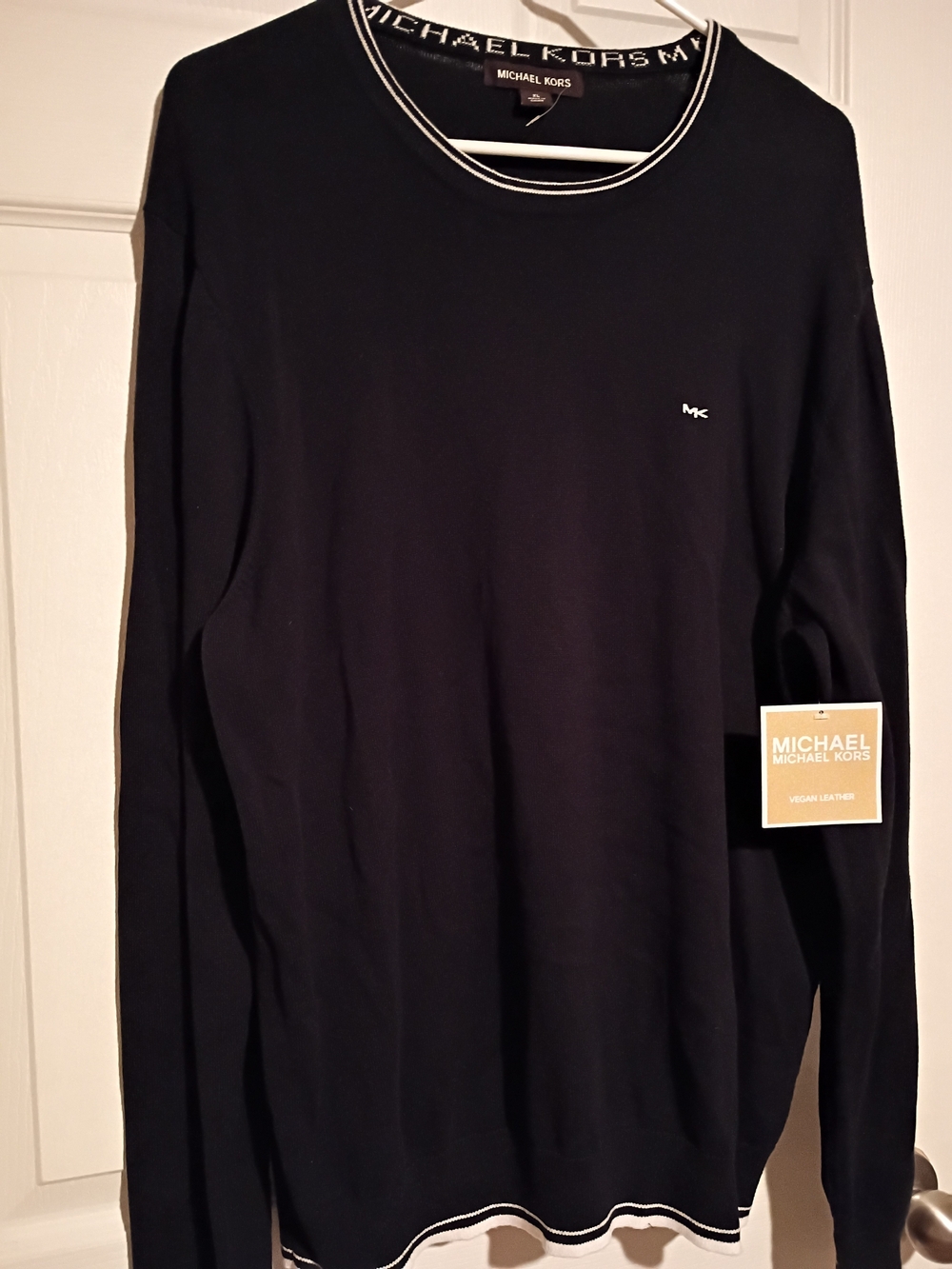 Michael Kors Dark Blue Long-Sleeve Crewneck with White Trim